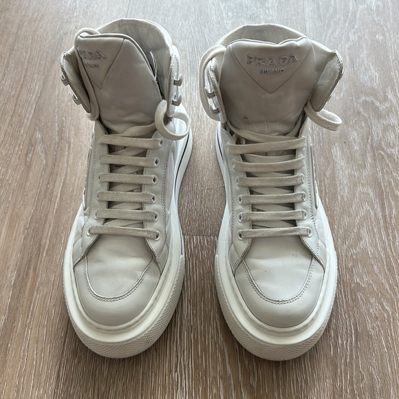 PRADA - white high-top sneaker - Picture 4 of 8